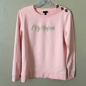 Talbots “City Safari” Crew Sweatshirt Women’s Small Pink
